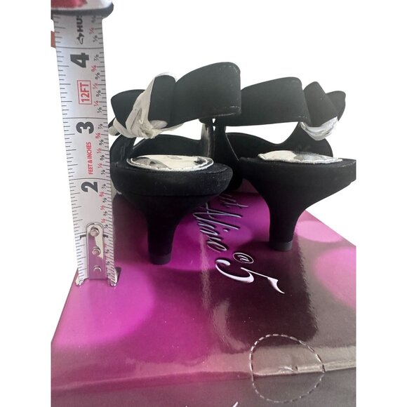 EASY STREET Black Lamy Fabric Slingback Bow Kitten Heels Size 8 NEW NIB - Picture 3 of 9